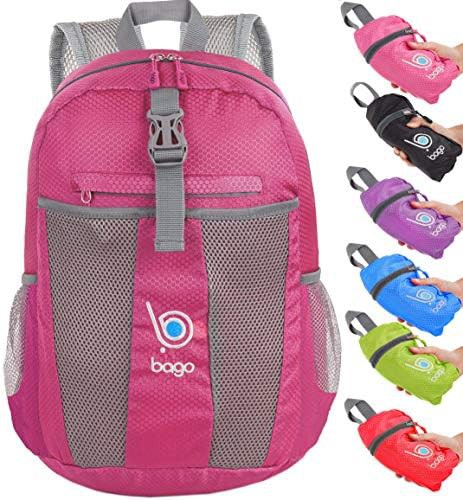 Pink foldable travel daypack 25L