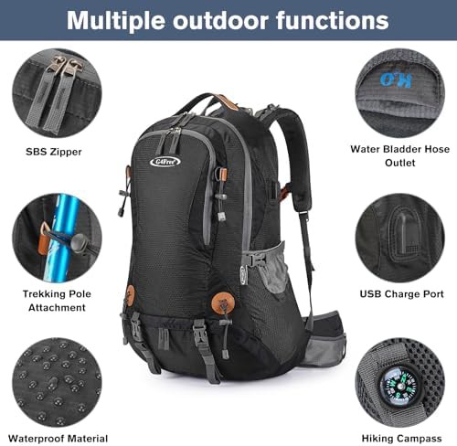 Black 50L outdoor hiking climbing daypack — photo 3