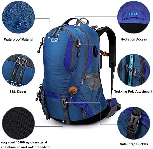 Red 50L waterproof camping hiking backpack — photo 3