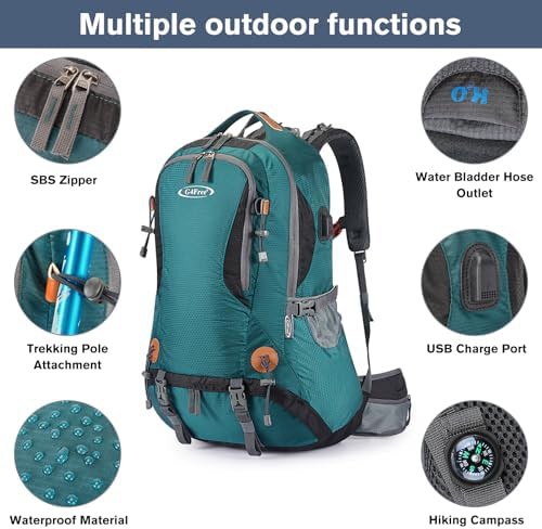 Green 50L waterproof hiking daypack with cover — photo 3