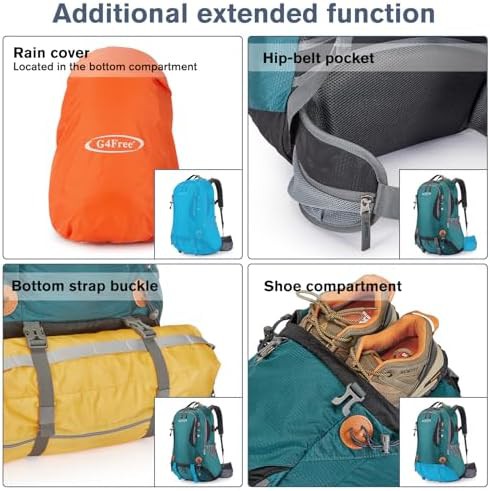 Green 50L waterproof hiking daypack with cover — photo 4