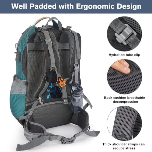 Green 50L waterproof hiking daypack with cover — photo 5
