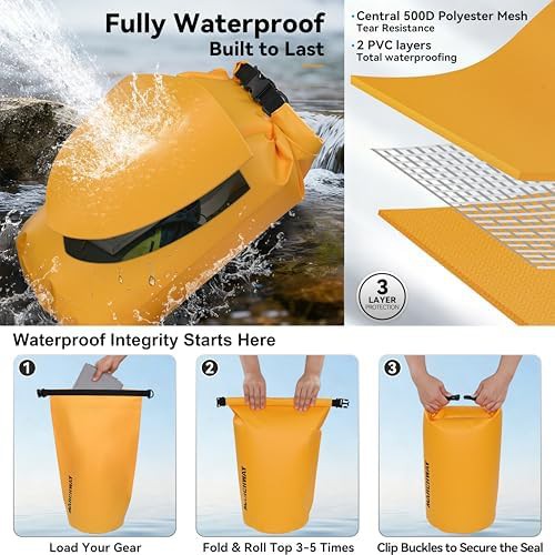 Deep yellow waterproof dry bag 10l — photo 3