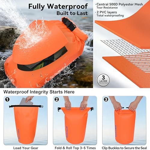Deep orange waterproof dry bag 20l — photo 3