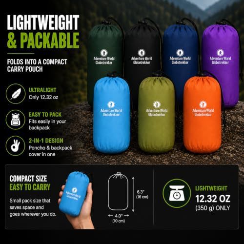 Moss green lightweight backpack rain poncho — photo 5