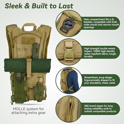 Tan tactical molle hydration pack — photo 3