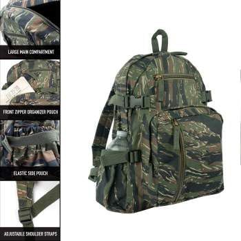 Navy blue canvas travel backpack multi pockets — photo 4