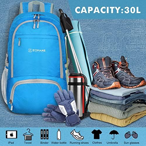 Blue 30l foldable camping backpack — photo 3