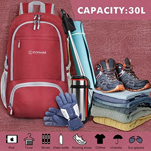 Red 30l lightweight packable daypack — photo 3