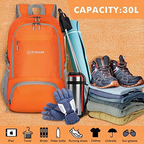 Orange 30L lightweight packable hiking backpack — photo 3