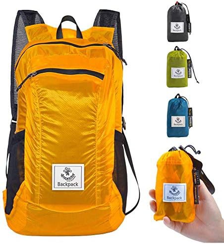 Orange ultralight hiking backpack with pouch 24L