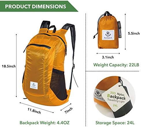 Orange ultralight hiking backpack with pouch 24L — photo 3