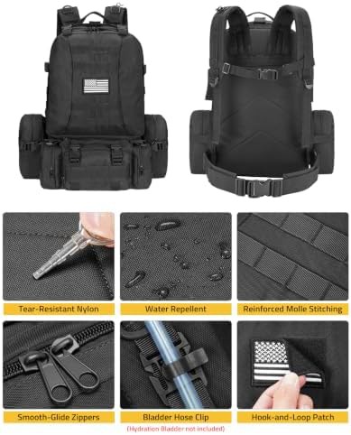 CVLIFE tactical military rucksack black patch — photo 4