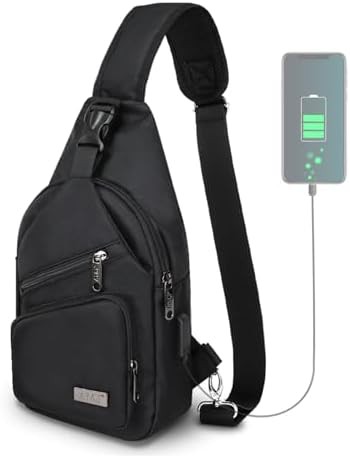 Black Sling Bag with Type-C Charging Port