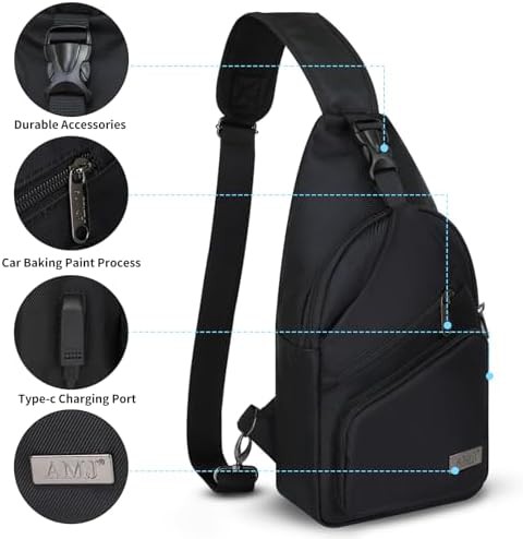 Black Sling Bag with Type-C Charging Port — photo 3