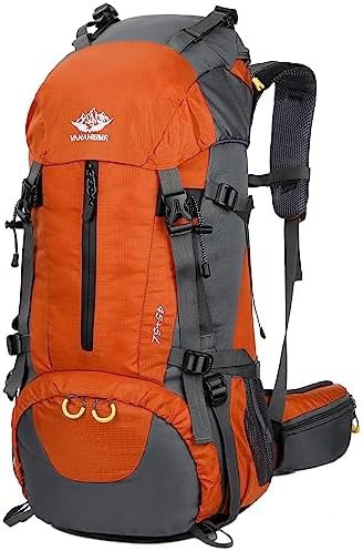Orange 50l camping hiking backpack