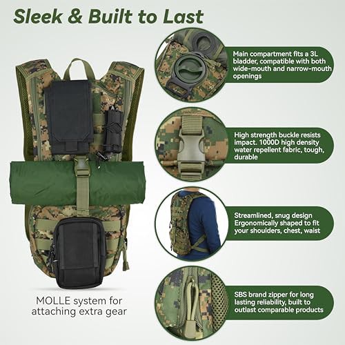 Digital woodland tactical molle hydration pack — photo 3