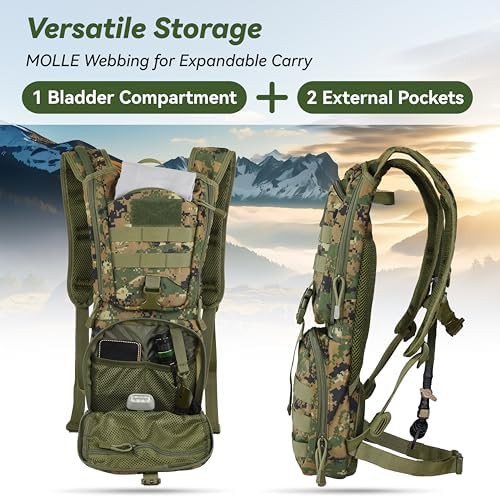 Digital woodland tactical molle hydration pack — photo 4