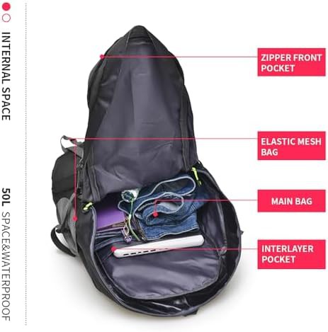 Bseash 50L hiking backpack in black — photo 5