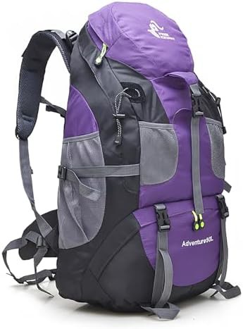 Bseash 50l lightweight hiking backpack in purple