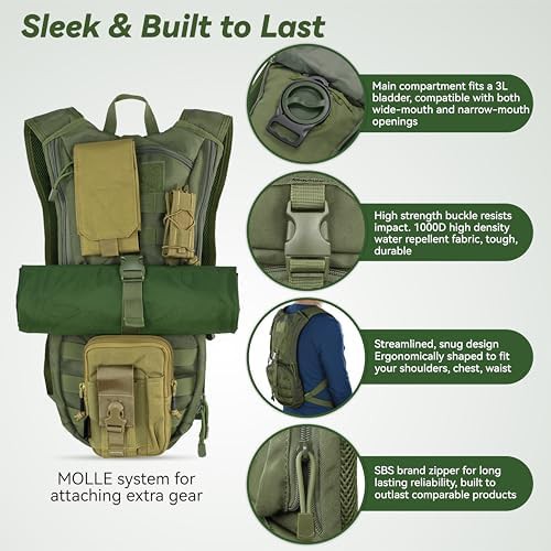 Green tactical molle hydration pack — photo 3