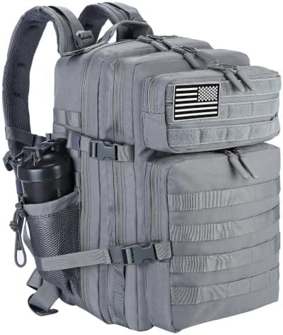 Grey tactical MOLLE rucksack 45L for men