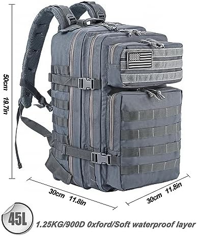 Grey tactical MOLLE rucksack 45L for men — photo 3