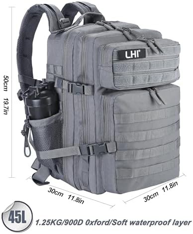 Grey tactical MOLLE rucksack 45L for men — photo 5