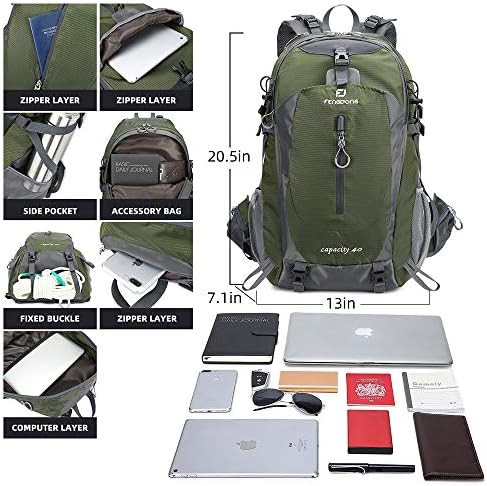 Green waterproof hiking camping backpack 40L — photo 4