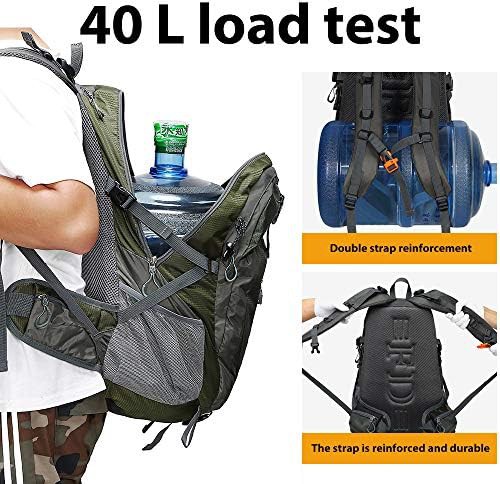 Green waterproof hiking camping backpack 40L — photo 5