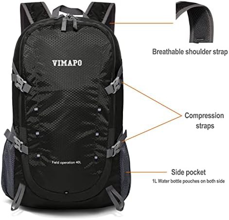 Packable Ripstop Nylon Hiking Daypack Black — photo 3