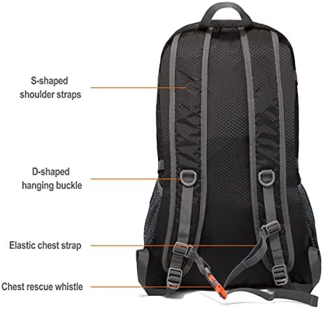 Packable Ripstop Nylon Hiking Daypack Black — photo 4