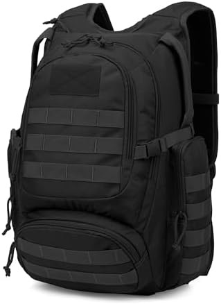 Black tactical daypack with molle webbing