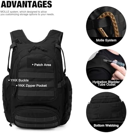 Black tactical daypack with molle webbing — photo 3