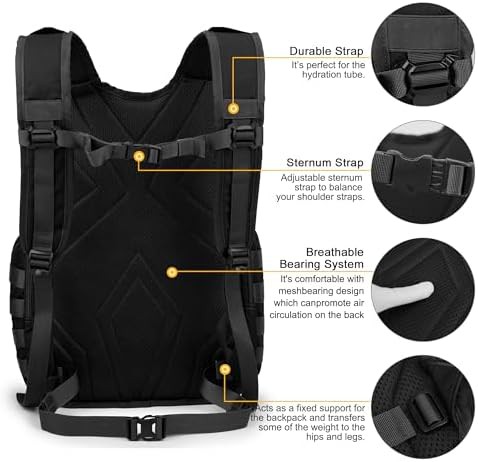 Black tactical daypack with molle webbing — photo 5
