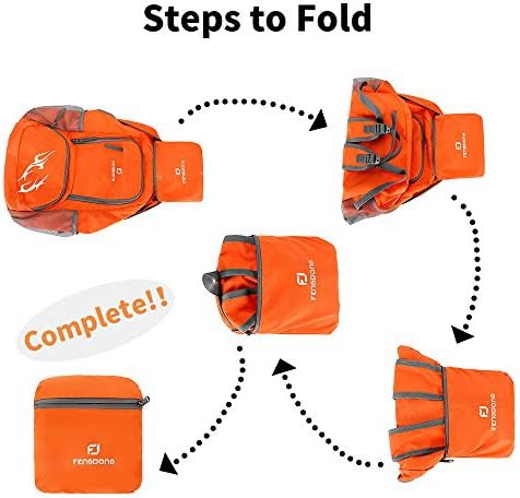 Orange foldable waterproof hiking backpack 35L — photo 3