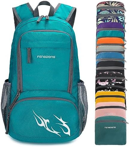 Green foldable waterproof travel backpack 35L