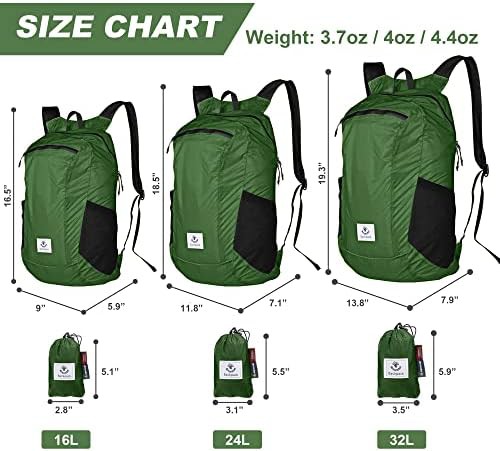Army green packable hiking backpack 24L — photo 3