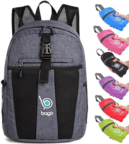 Snow black packable daypack 25L