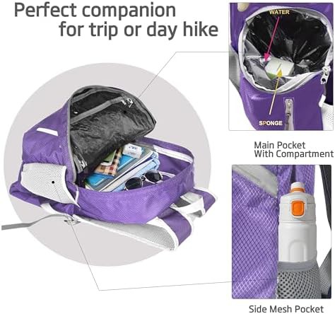 Purple foldable waterproof hiking backpack 35l — photo 3