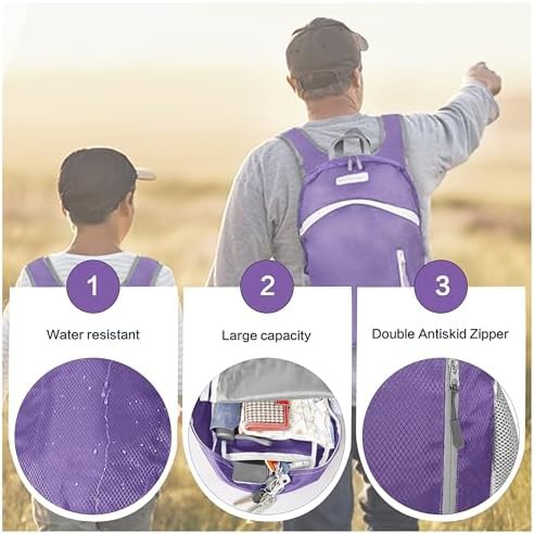 Purple foldable waterproof hiking backpack 35l — photo 4