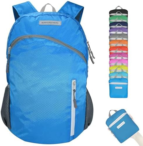 Blue foldable waterproof hiking backpack 35l