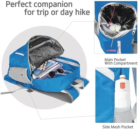 Blue foldable waterproof hiking backpack 35l — photo 3