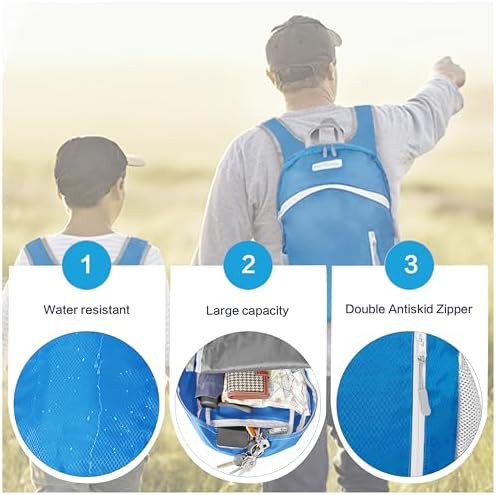 Blue foldable waterproof hiking backpack 35l — photo 4