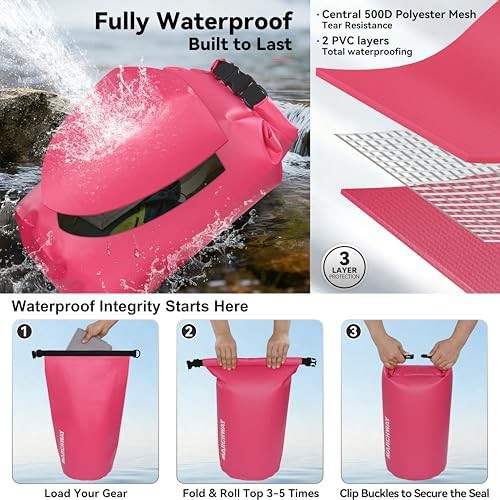 Pink waterproof dry bag 30l — photo 3