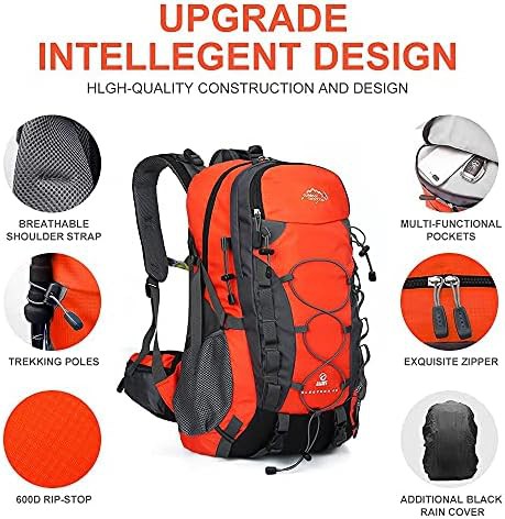 Orange 35L hiking backpack with rain cover — photo 4