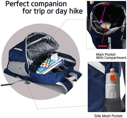 Dark blue foldable waterproof hiking backpack 35l — photo 3