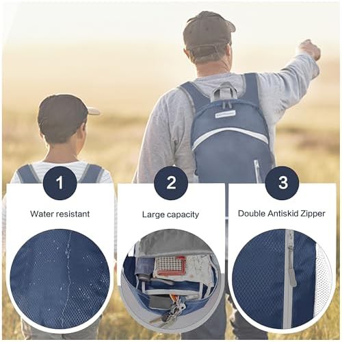 Dark blue foldable waterproof hiking backpack 35l — photo 4