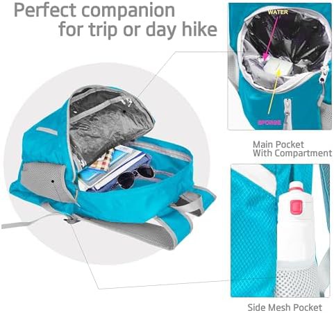 Sky blue foldable waterproof hiking backpack 35l — photo 3