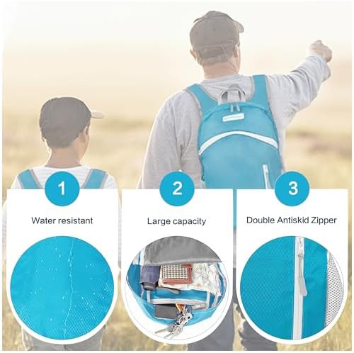 Sky blue foldable waterproof hiking backpack 35l — photo 4